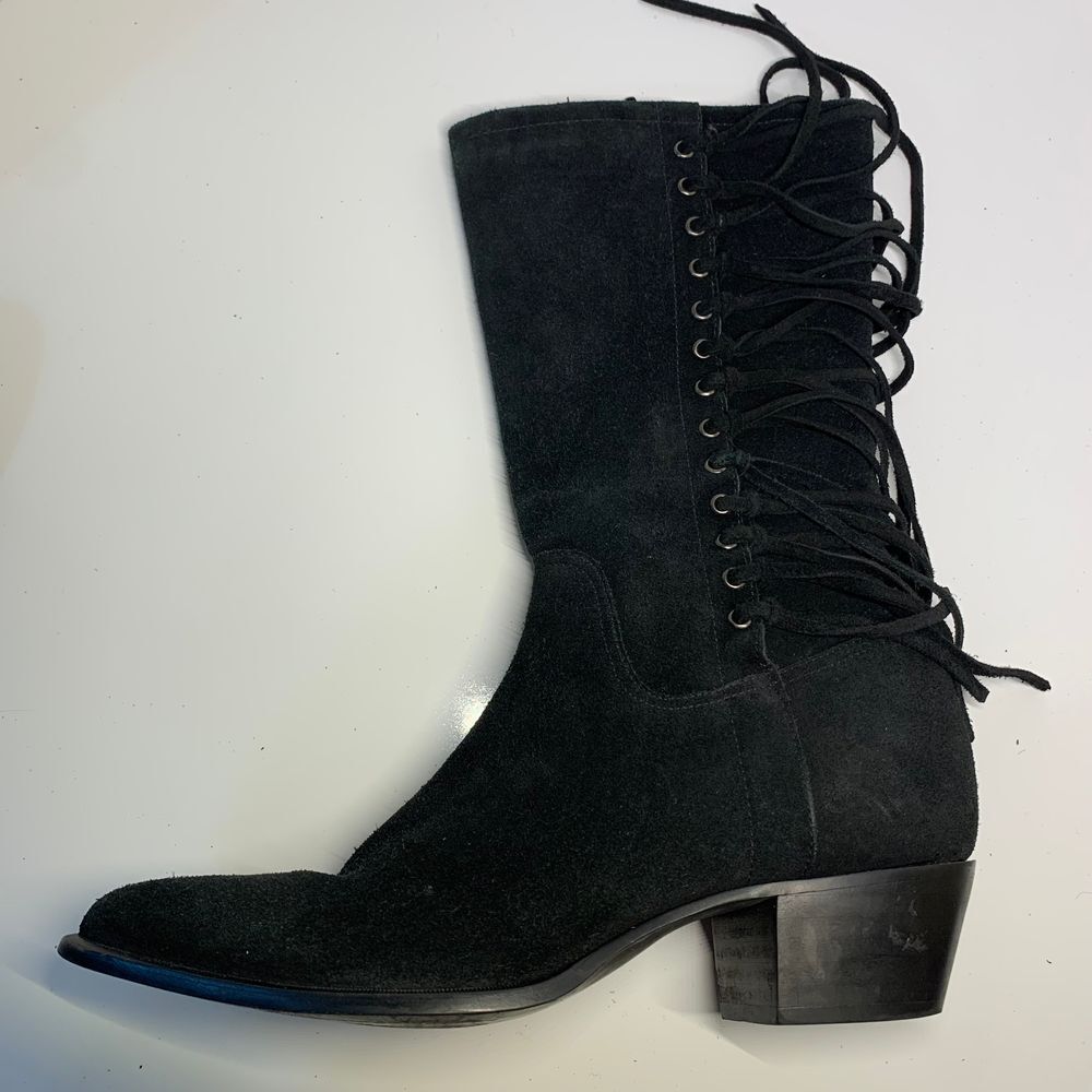 Durango Western Black Suede Fringe Boots Size 7.5 - Picture 5 of 16